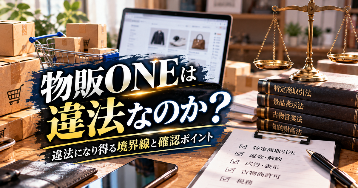物販ONEは違法なのか｜違法になり得る境界線と確認ポイントは？