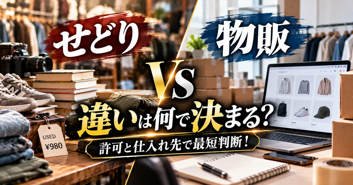 せどりと物販の違いは何で決まる｜許可と仕入れ先で最短判断する！